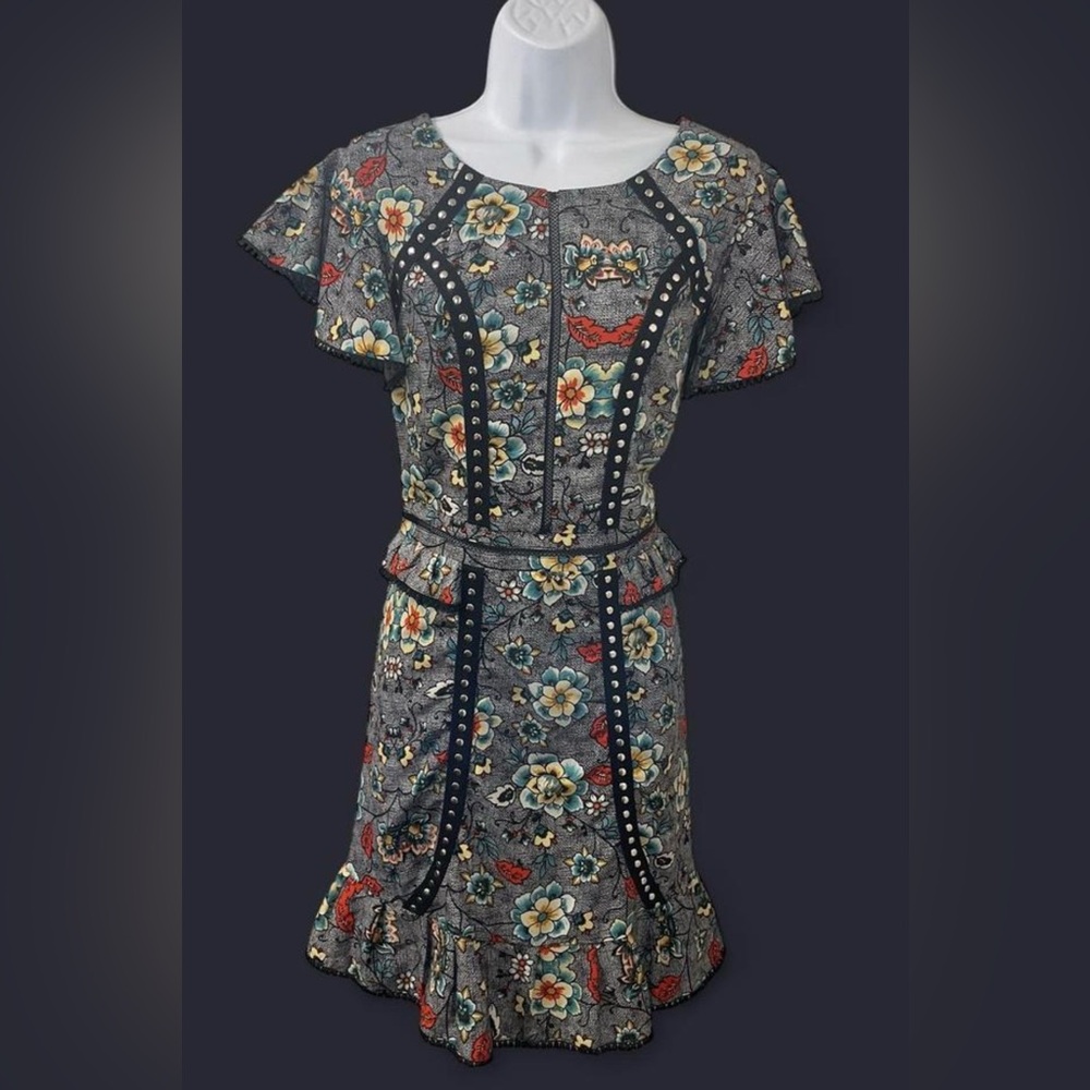 Laundry By Shelli Segal Gray Floral Midi Dress